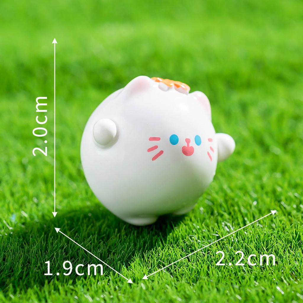 10Pcs Cartoon White Cat Animal Miniatures Resin Ornaments Fairy Garden Decoration Micro Landscape