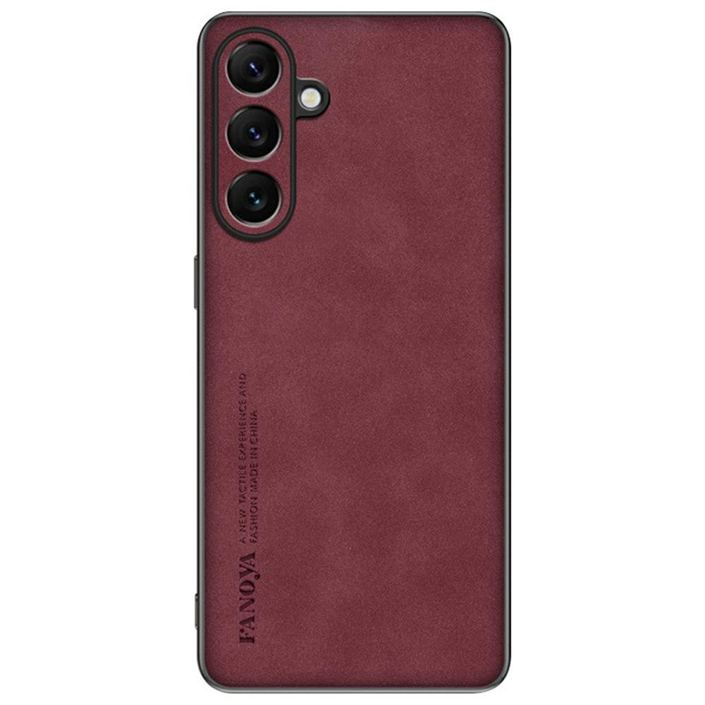 

For Samsung Galaxy S24 FE Case Suede Leather Texture TPU+PU Phone Back Cover Wine Red