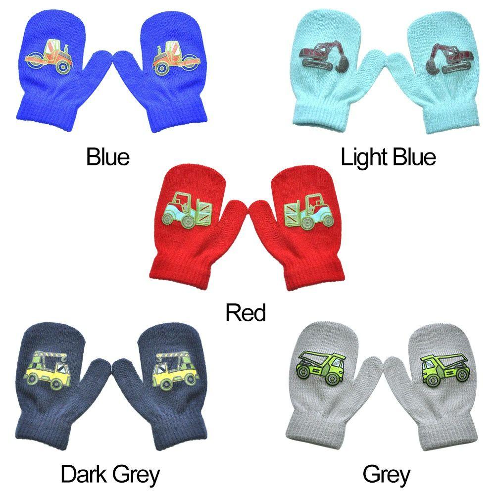 2 Pairs Thick Full Finger Toddler Boys Girls Thick Warm Knitted Gloves Mittens Cute