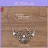 Retro Festive Deer Pendant Necklace With Gold Silver Finish For Holiday Gift Styling