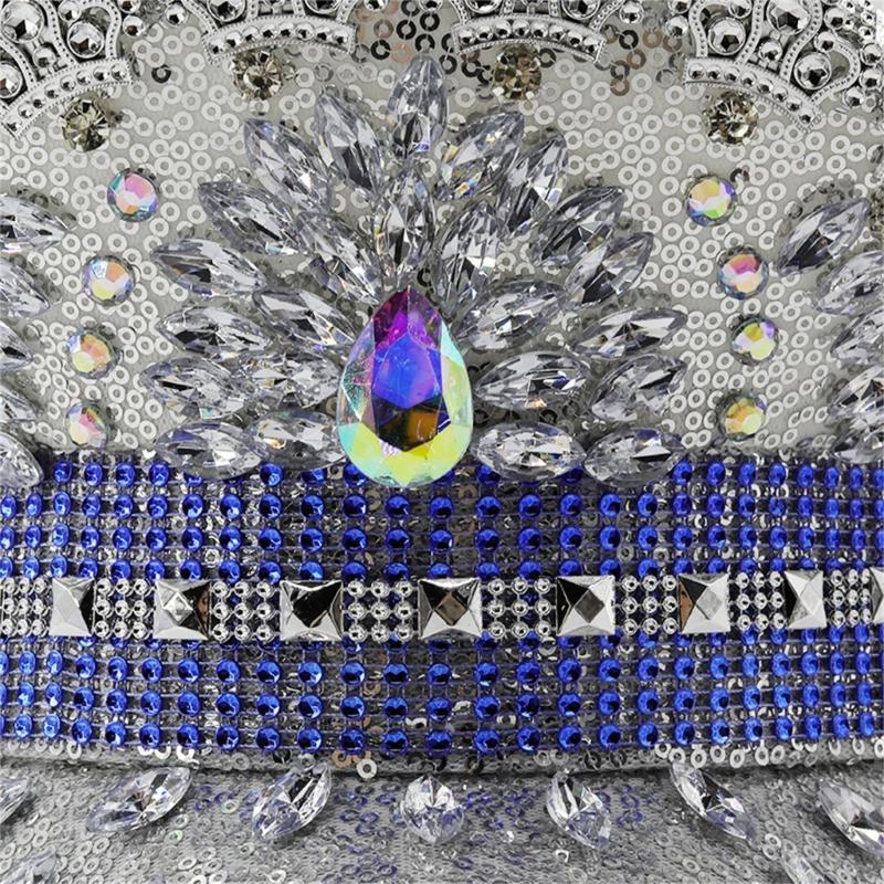 Jeweled Crystal Captain Hat Bride Hat Sailors Hat for Bachelorette Party Headwear Headgear for Club Stage