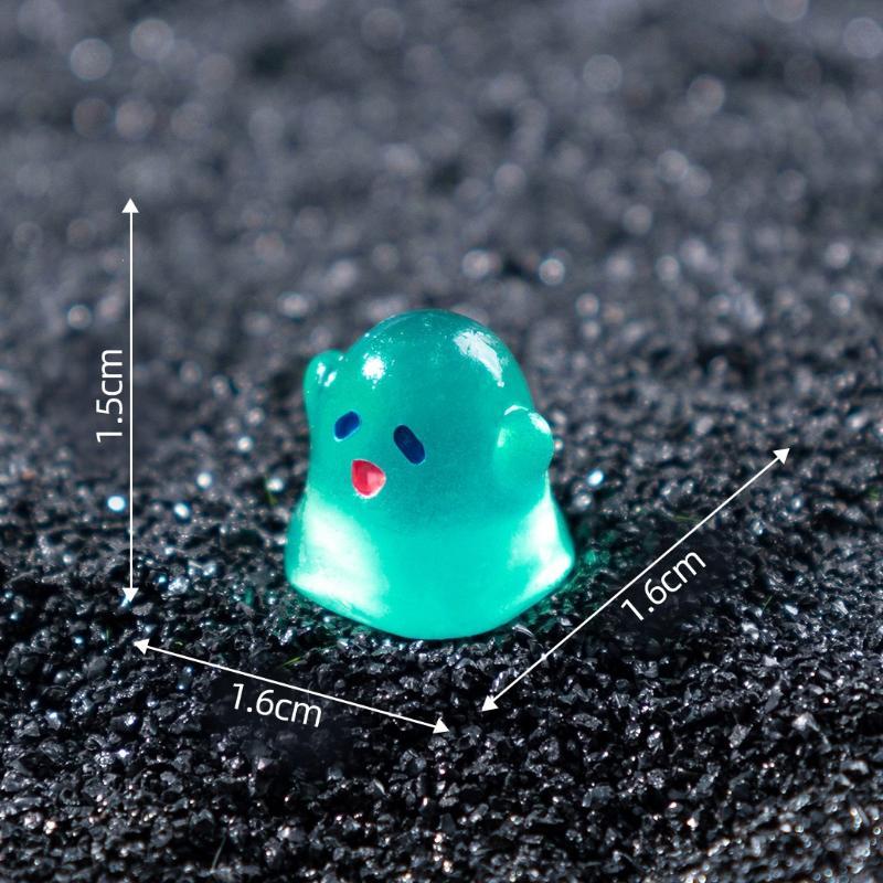 Glowing Mini Ghost Figurine 10Pcs Resin Craft Ornament for Halloween Fairy Garden Desktop Home Party Decor
