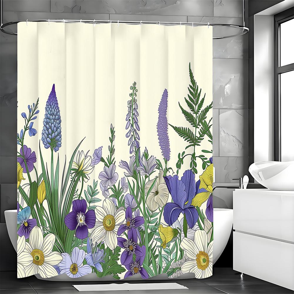 

Весенняя цветочная шторка для душа, Декоративная шторка для душа для ванной, Водонепроницаемая шторка для душа с крючками 90*180cm