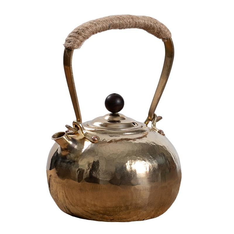 Handcrafted Pure Copper Teapot Traditional Tea Brewing 750ml/1000ml Long Spout Or Cannon Antique Finish