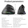 Wireless Bluetooth-Compatible Mouse Tri-Mode BT+2.4GHz+Wired Wireless Vertical Ergonomic Optical Mouse for PC Laptop  Windows