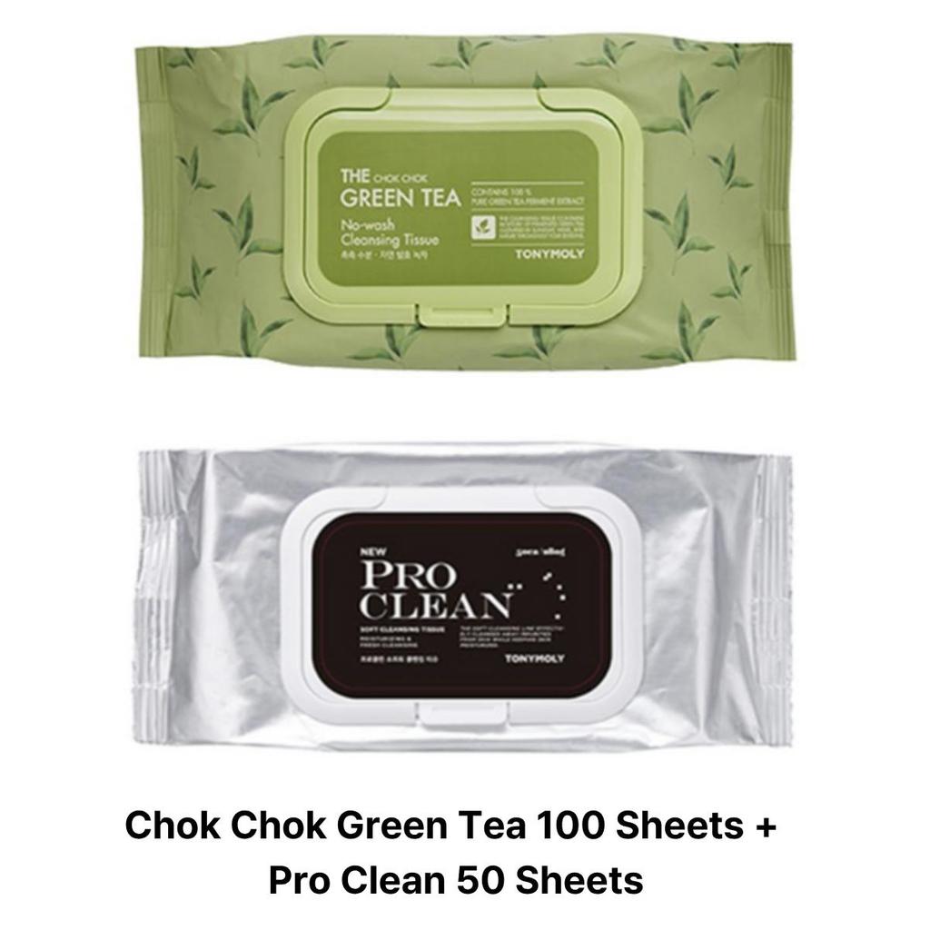 Tonymoly The Chok Chok Green Tea No-Wash Cleansing Tissue 100 Sheets