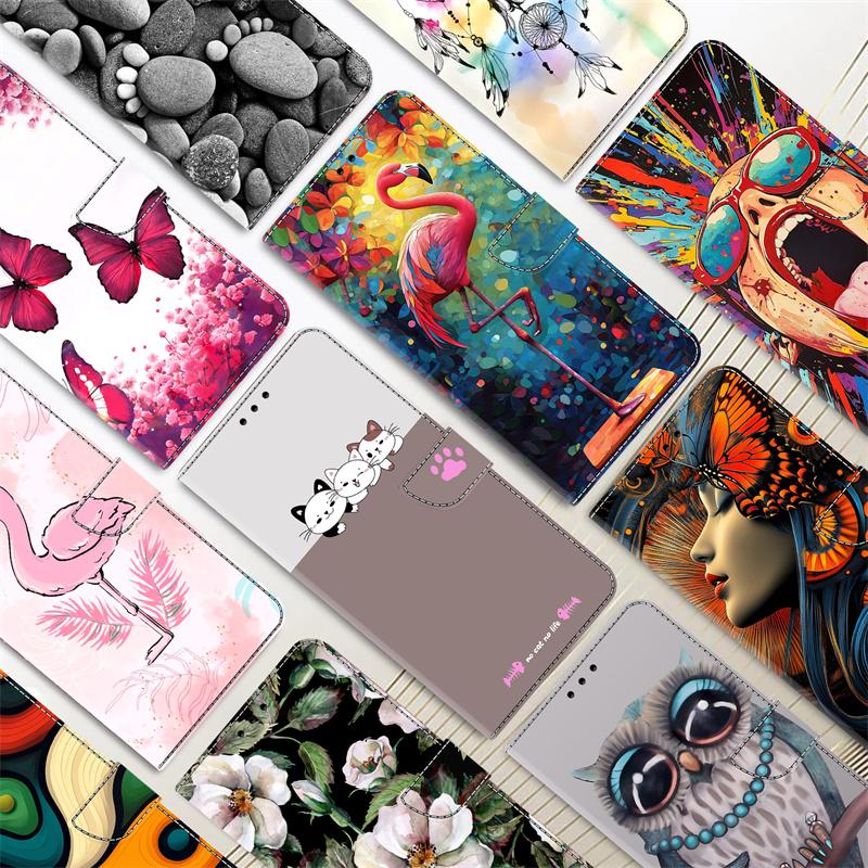 A17 A07 A37 A57 Flamingo Case for Samsung Galaxy S26 S25 FE Ultra Plus Fundas Stand Cover Phone Leather Flip Wallet Protect Case