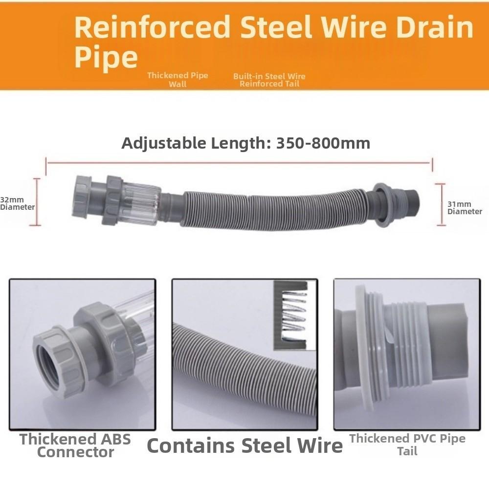 Expandable Drainage Pipe Plastic Drainage Hose Flexible Drain Pipe Washbasin Sink