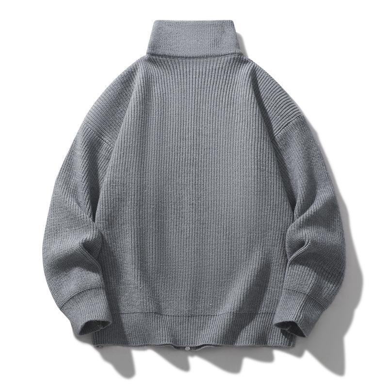 Cardigan Zipper Sweater Jacket Men's Autumn and Winter Lazy Thickened Casual Loose Turtleneck Knitted Sweater Men