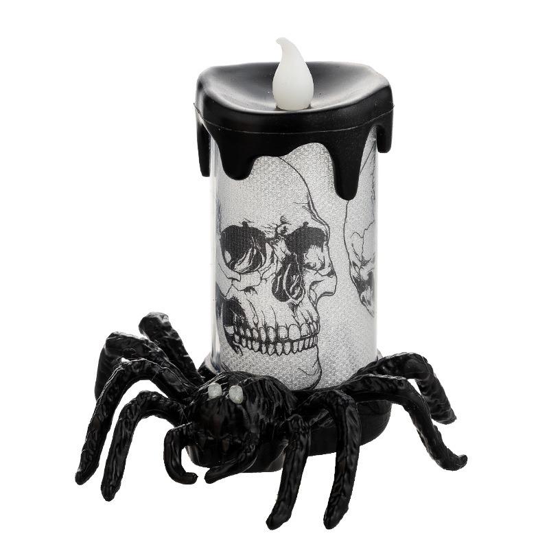 Halloween decorative eye glowing spider light party decoration ornament LED two-color candle night light