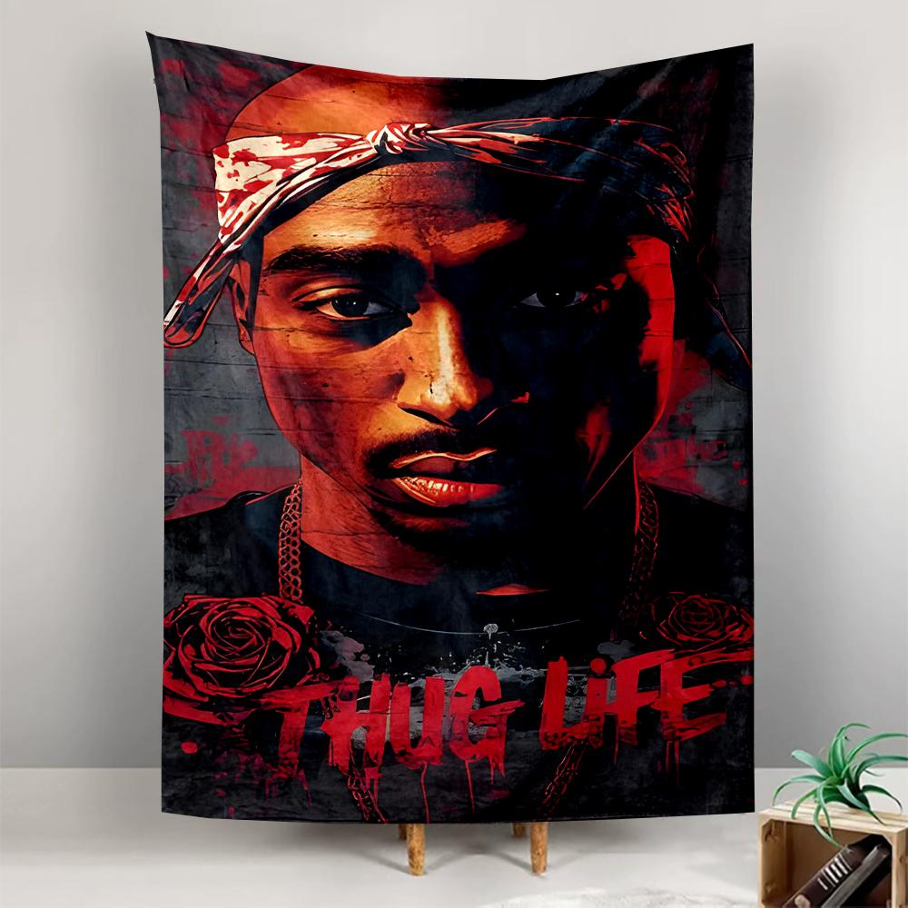 Тупак 2Pac Thug Life Красные Розы Декоративный Настенный Гобелен Подвесной Гобелен для Спальни Общежития Подарок