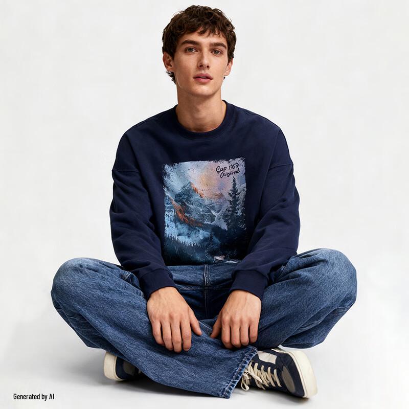 GAP Unisex Nordic Print Heavyweight Fleece Crewneck Sweatshirt
