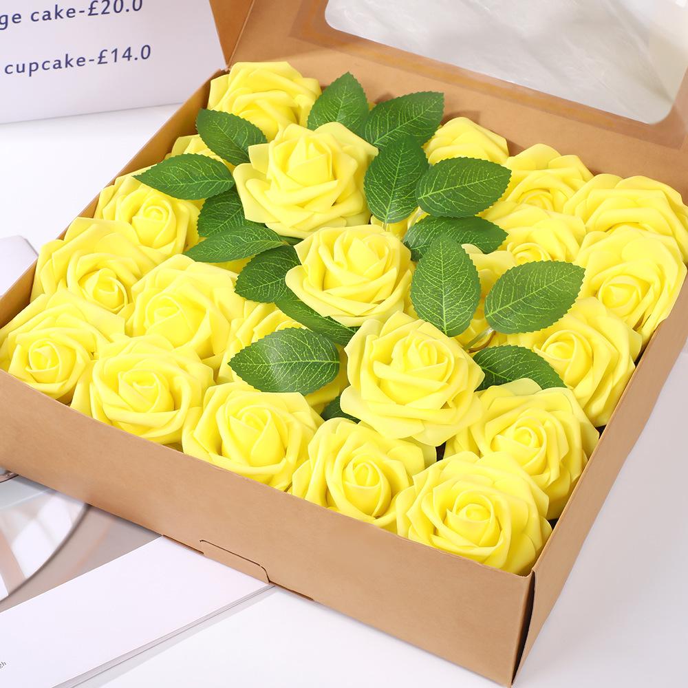 8cm Foam Rose Artificial Flower with Stem for Weddings and Valentine's Day