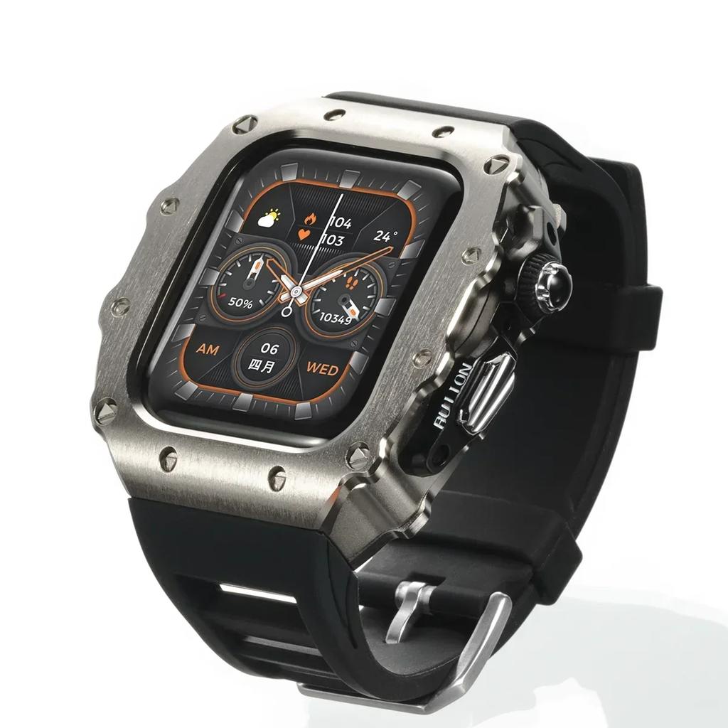 Luxus Metallgehäuse Mod Kit Für Apple Watch S11 10 46MM Edelstahlgehäuse +Silikonband für IWatch Serie 9 8 7 6 5 44mm 45mm