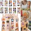 10Pcspack Halloween Tattoo Stickers Horror Lips Bat Pumpkin Candy Funny Tattoos Temporary Sticker Waterproof Gift Toy