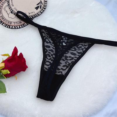 Summer Ultra-Thin Leopard Lace Jacquard Low-Rise Women's Thong