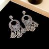 Round Hollow Bell Tassel Drop Earrings for Women 2025 New Retro Ethnic Style  Light Luxury High-end Zircon Girl Accessories