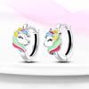 New 925 Silver Rainbow Horse Women Earrings Brilliant Wedding Engagement Star Earrings Jewelry Gift