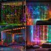 Solar Curtain Light String 3X3M 8 Lighting Modes Solar Garden Fairy Light for Christmas Wedding Patio Party Holiday Decoration