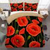 Golden Red Rose King Queen Duvet Cover Romantic Floral Bedding Set Valentine's Day Flowers Quilt Cover Polyester Comforter Cover