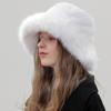 Warm Artificial Fur Hat Imitation Fur Winter Cap Elegant Plush Bucket Hat  Streetwear