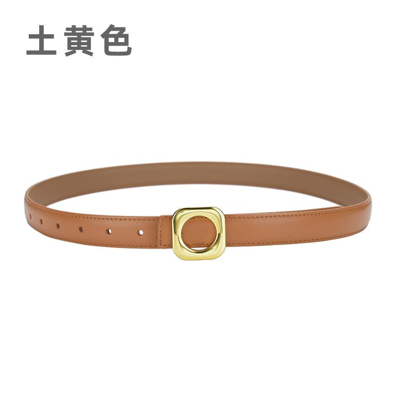 Four Seasons Available Belts Women'S Fashion Versatile Trendy Decoration Suit Leather Thin Belt Square Buckle Leather Ins Style Jeans Belt