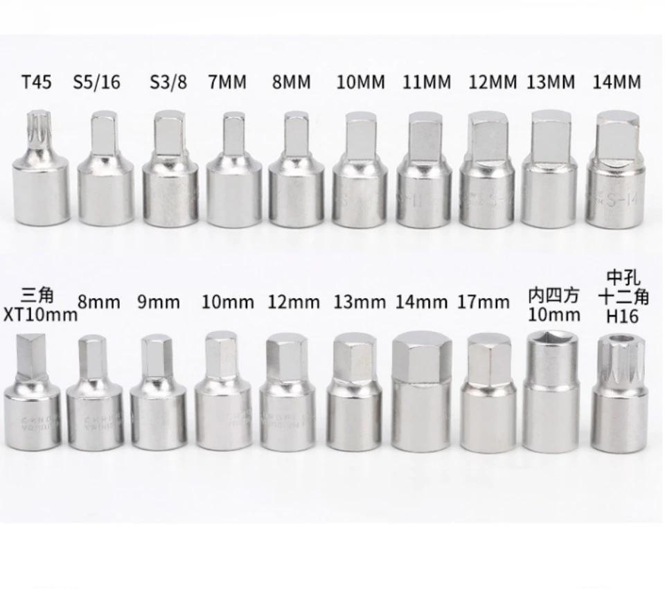 21-teiliges Ölablassrohr-Steckschlüssel-Set, Ölwannen-Schraubenhülsenschlüssel, 3/8-Zoll-Antrieb, Schiebe-T-Bar-Entfernungsset