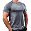 Mens Short Sleeve Solid Color Slim Fit Quick Dry Gym Training T Shirt