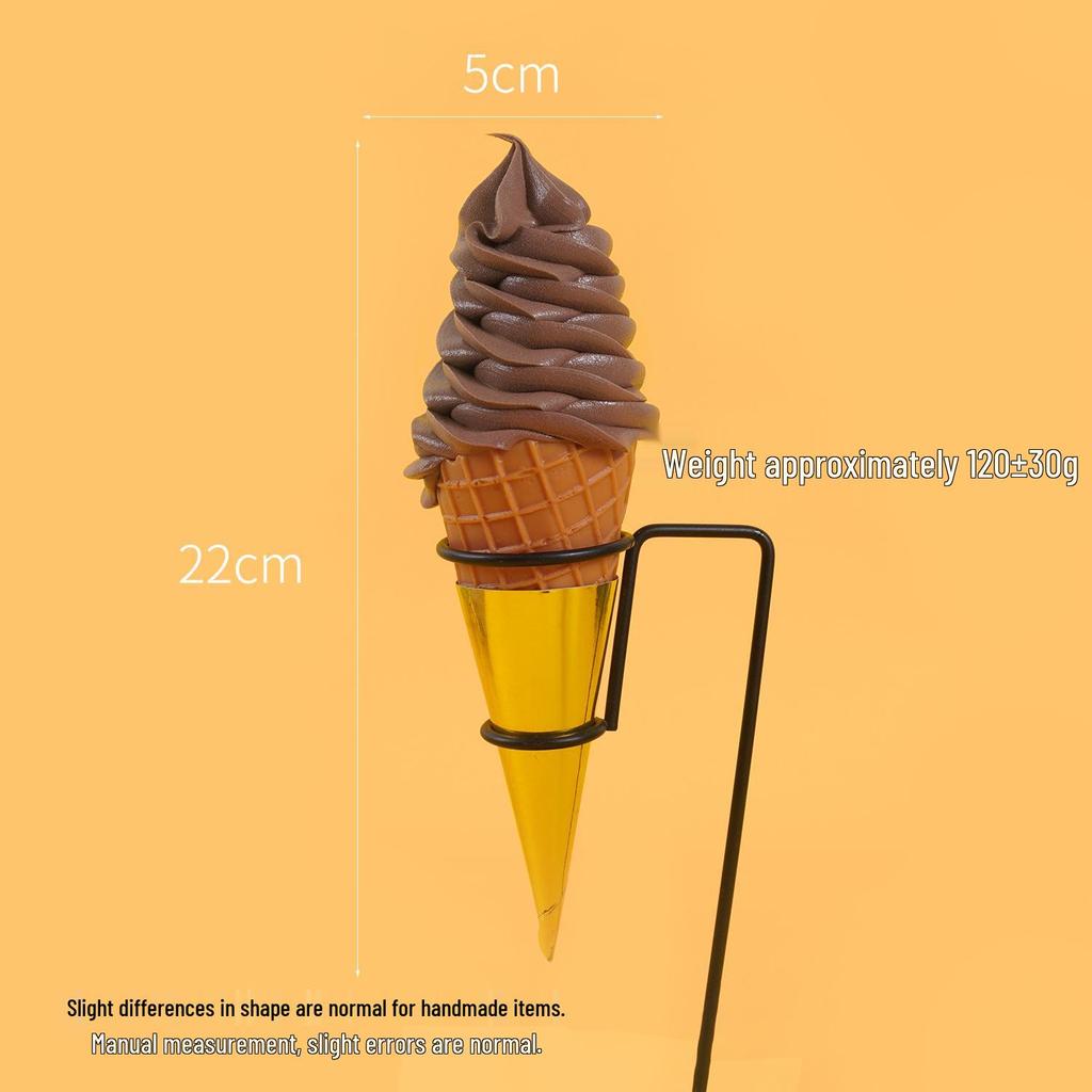 Night Market Ice Cream Cone Model: Realistic Torch Dessert Prop for Photography and Decor