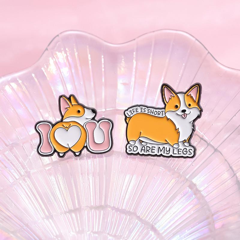 Letter Corgi Delightful Brooch Pin Vibrant Cartoon Design Versatile Accessory Fashion