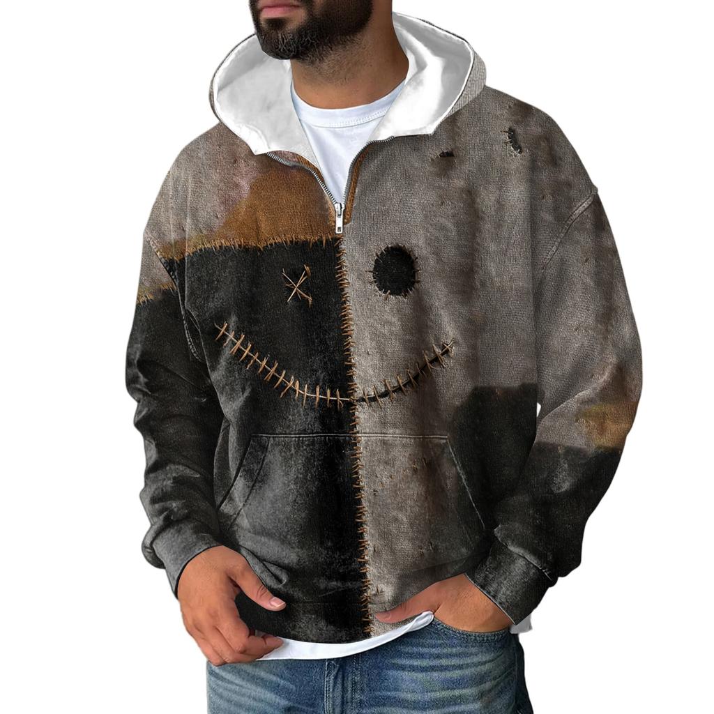 Men Zipper With Pockets Vintage Hoodies Casual Sweatshirts Lightweight