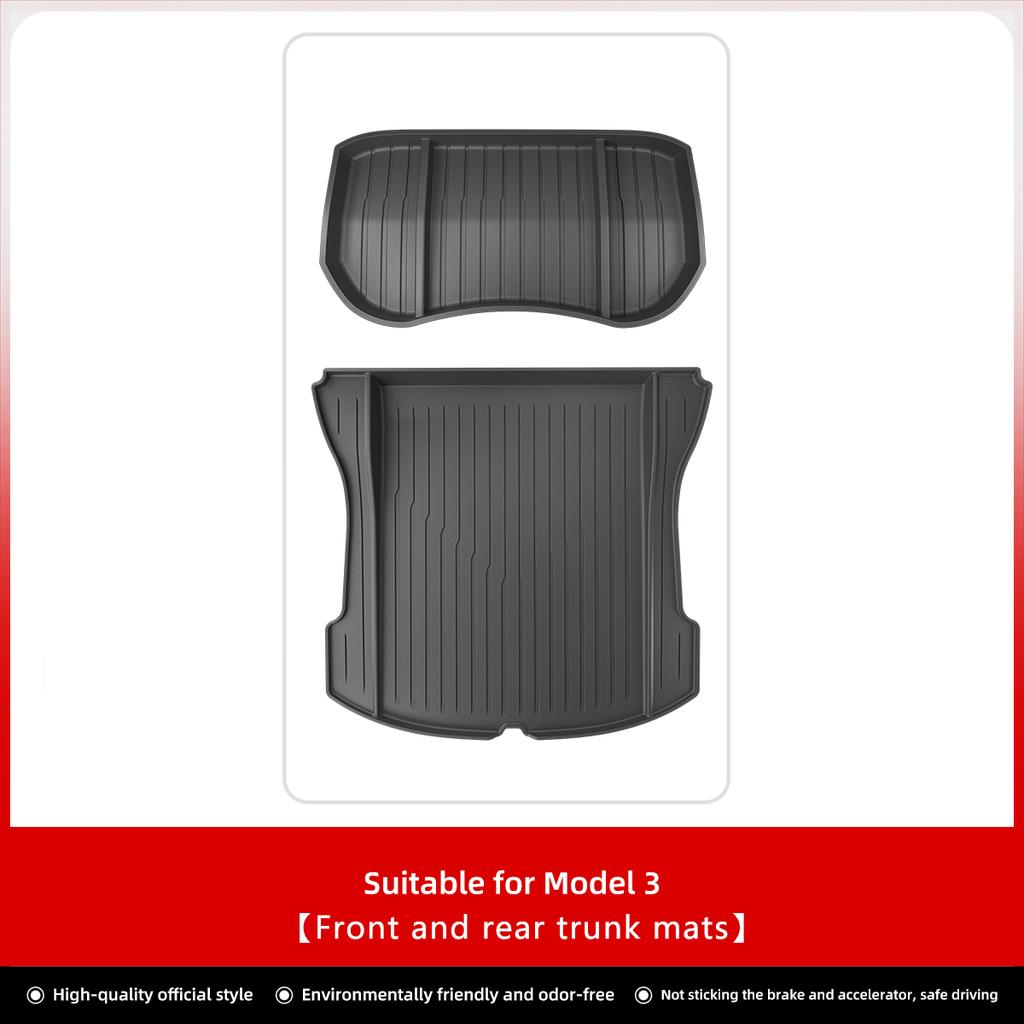 LUCKEASY Right Drive for Tesla Model 3 Model Y  2023 Car All-weather Floor Mat Trunk Pad Protective Interior Accessories