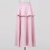 Fashion Brand Suit Pink Loose Long-sleeved Top + Ruffled Skirt Two-piece Set