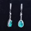 Women Jewelry Set Simulated Paraiba Teardrop Ring Pendant Necklace Earrings
