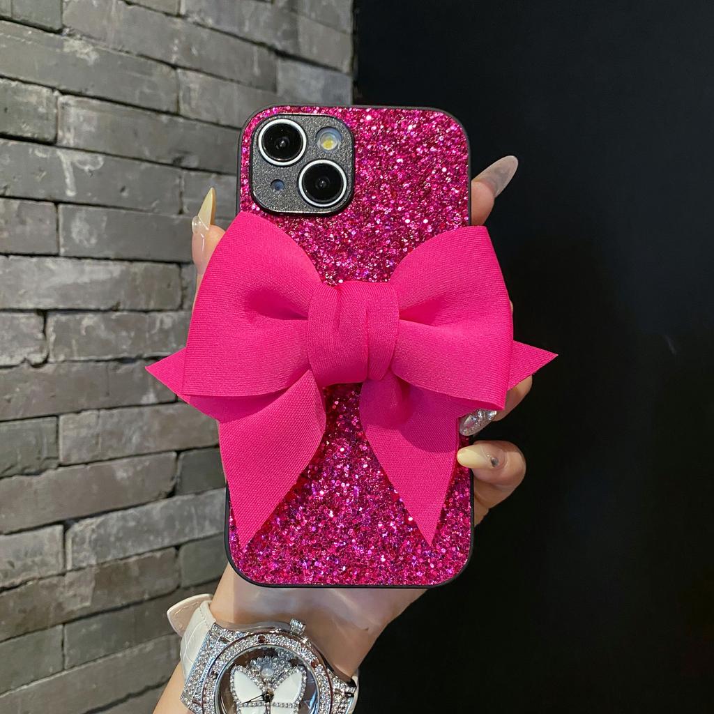 Cute 3D Bowknot Glitter Phone Case For iphone 18 17 16 15 14 13 12 11 Pro Max 7 8 Plus Air 16E Lovely Shockproof Girl Soft Cover