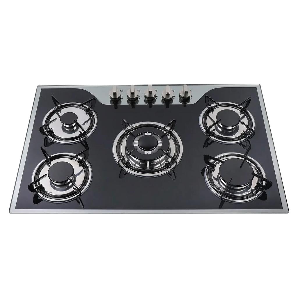 5-Burner Gas Stove, 30" x 20" Gas Cooktop W|Coated Glass, Electronic Pulse Ignition Countertop Stove for Home Restaurant Kitchen
