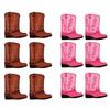 6 Pieces Western Cowboy Boots Flower Boxes Artwork Theme Party Decorations for TV Cabinet Bedroom Cafe Holiday Living Room