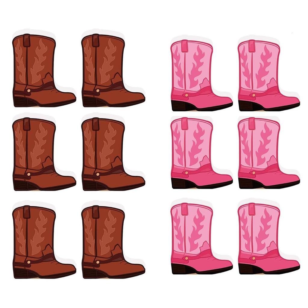 6 Pieces Western Cowboy Boots Flower Boxes Artwork Theme Party Decorations for TV Cabinet Bedroom Cafe Holiday Living Room