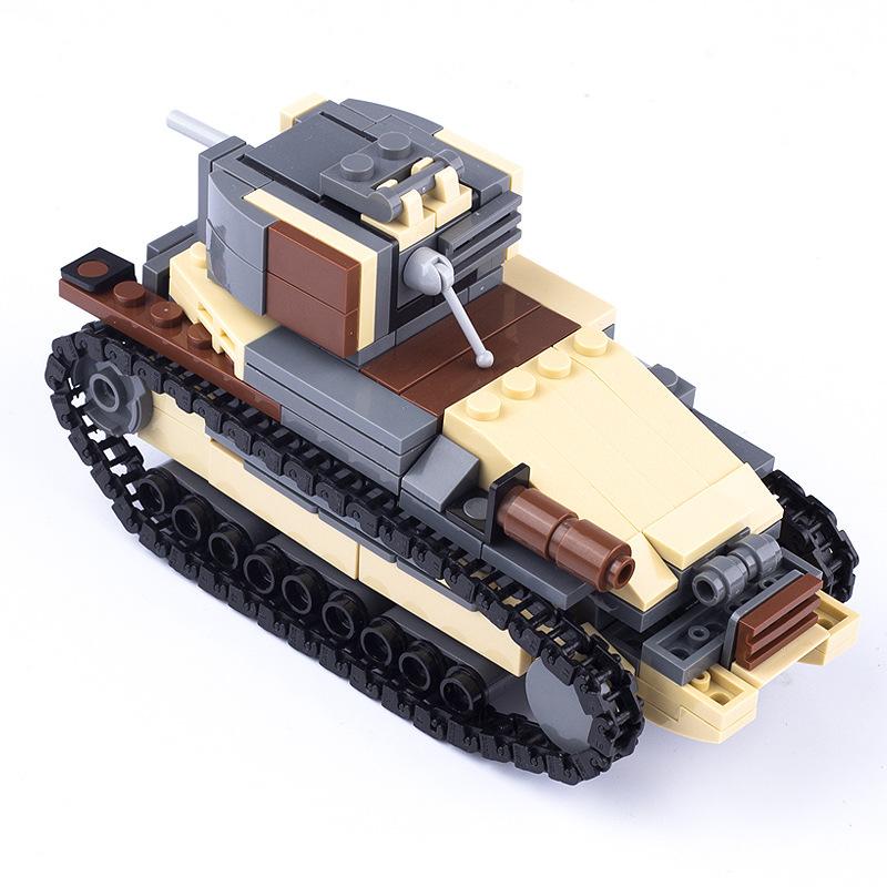 Compatible Tank Model Weapon Military Base War Scene Soldier Small Particle Building Block Assembly