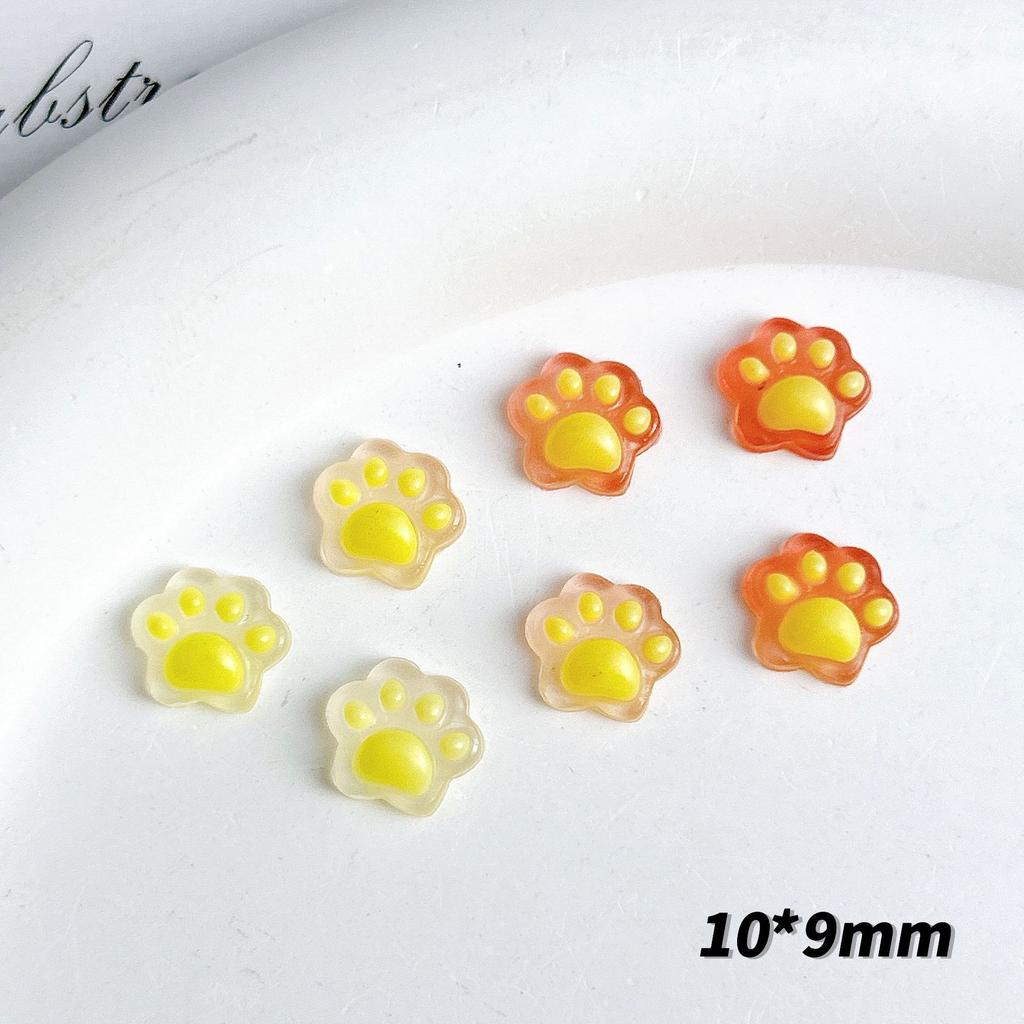 Luminous Color Changing Cute Cartoon Cat Paw Nail Art Decorations Semi-Transparent Nail Decorations Cream Glue Phone Case DIY