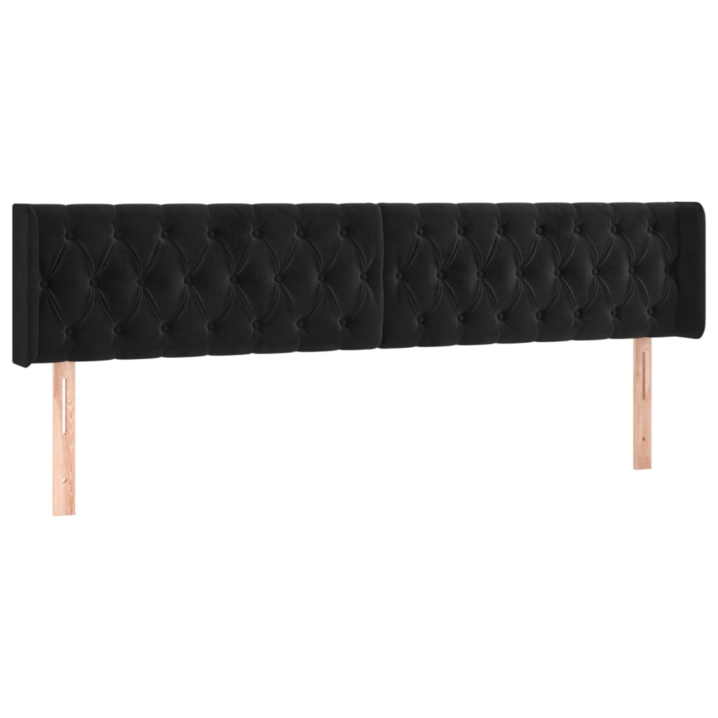 Vidaxl Zagłówek Do Łóżka Z Led, Czarny, 203X16X78/88 Cm, Aksamit