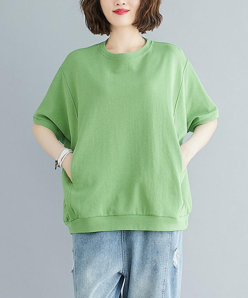 Short Cut and Summer Office Popular Short Sleeve Dry Loose Birthday Large Size That Does Not Get Summer [Luxe Relax] Sweatshirt, Sleeve, Women's