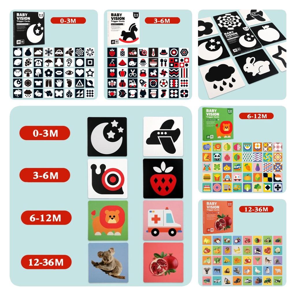 Black And White Sensory Cards For Babies 0-6 Months 30 Cards With 60 Stimulating Patterns