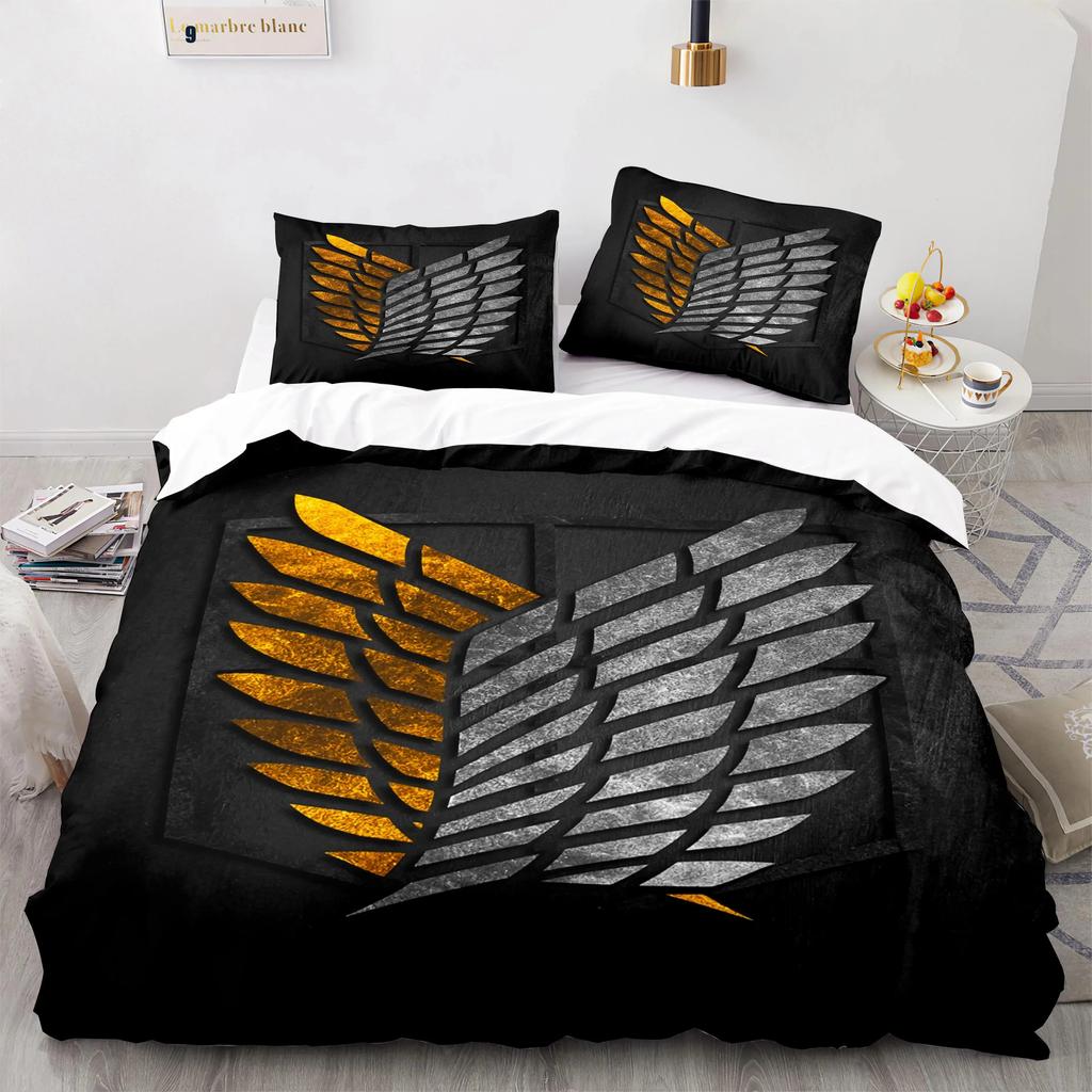 Anime Attack On Titan Bedrucktes Bettset Bettbezug Kissenbezug Bettwäscheset Bettlaken Steppdeckenbezug Full Queen King Size