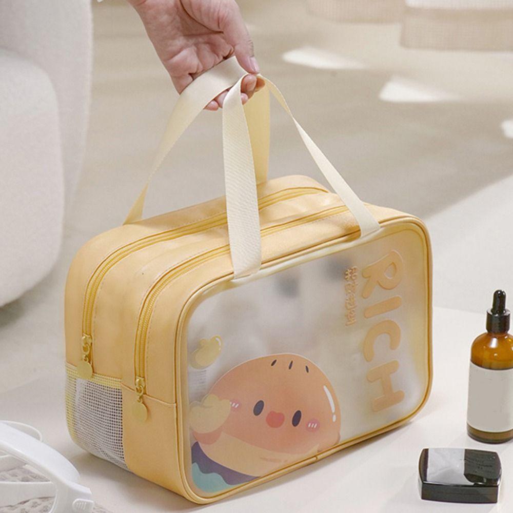 Waterproof Travel Makeup Case Large Capacity Wash Bag Simple Cartoon PVC Cosmetic Bag  Bathroom