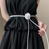 Camellia Leather Rope Knotted Women Belt Long Thin Slimming Body Waistbands For Female Lady Dress Skirt Decorative Skinny Straps