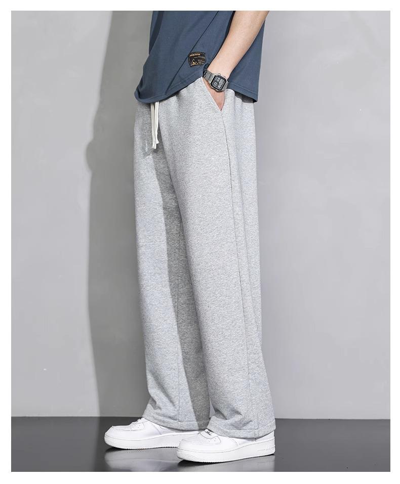 Men's Gray Summer Lightweight Wide-Leg Sweatpants - Casual, Versatile, Loose-Fit Sports Pants