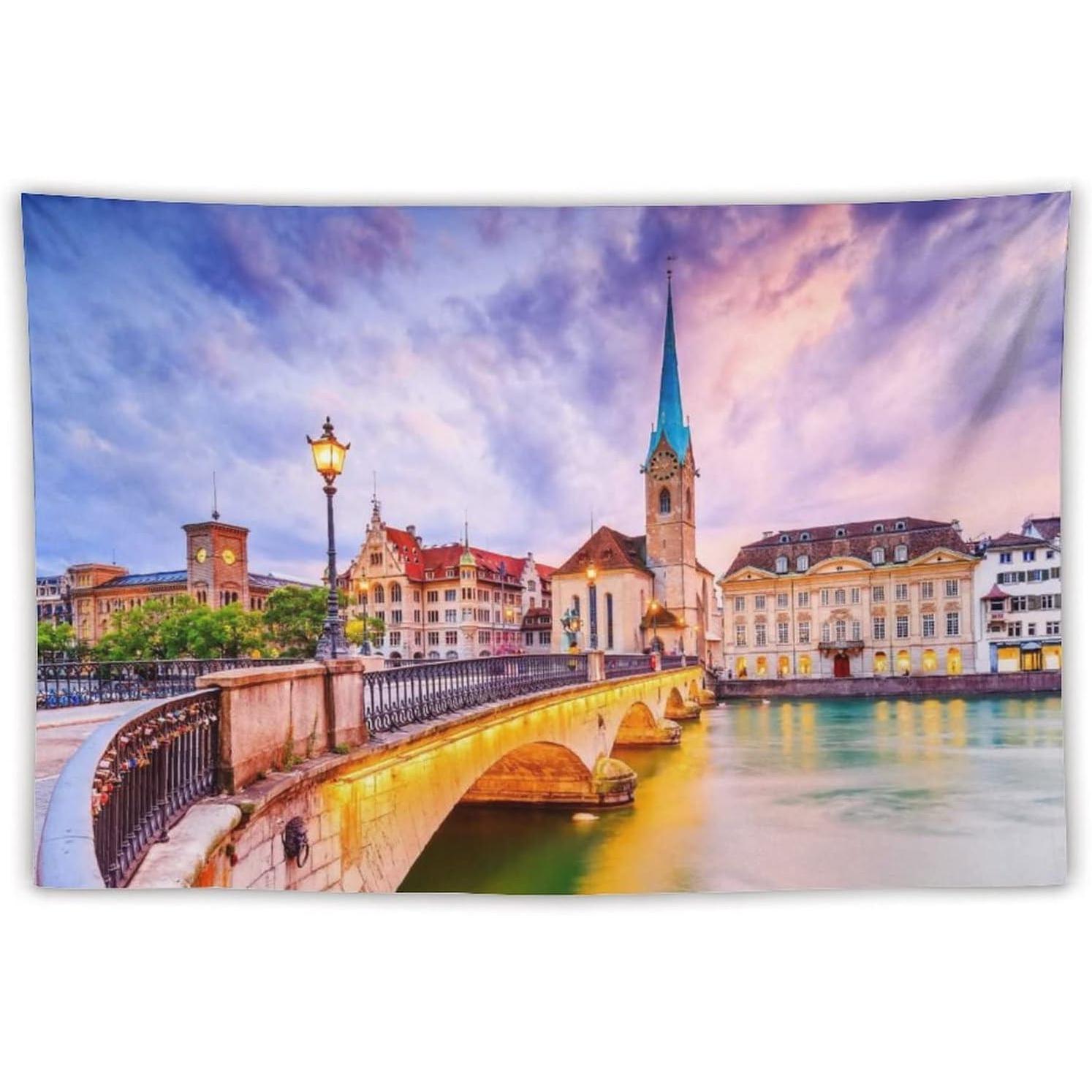 Tapestry landscape Zurich Switzerland I admire 75x100 чёрный
