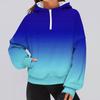 Women's Fashionable Solid Color Hooded Long Sleeved Sports Casual Pullover Sweatshirt Top