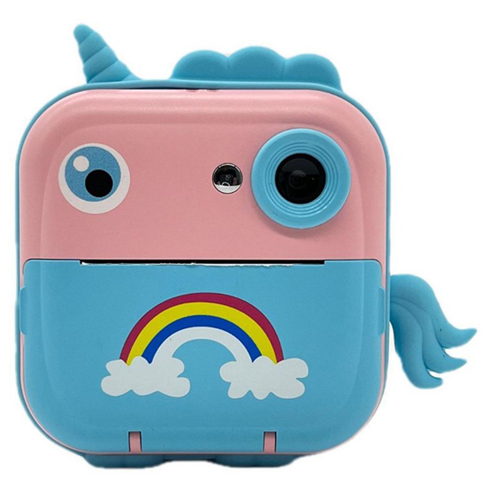 

Q5 2.4 Inch Kids Camera Cartoon Design Instant Print Photo Mini Digital Video Camera Pink+Blue Dinosaur